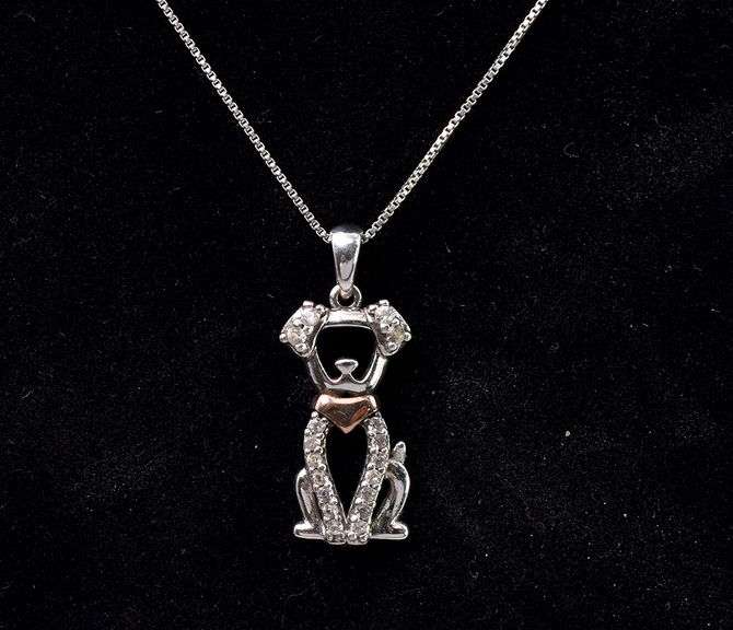 Dog Pendant Necklace In Sterling Silver