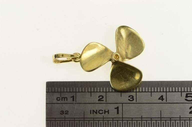14K Yellow Gold Boat Propeller Nautical Ocean Travel Charm/Pendant