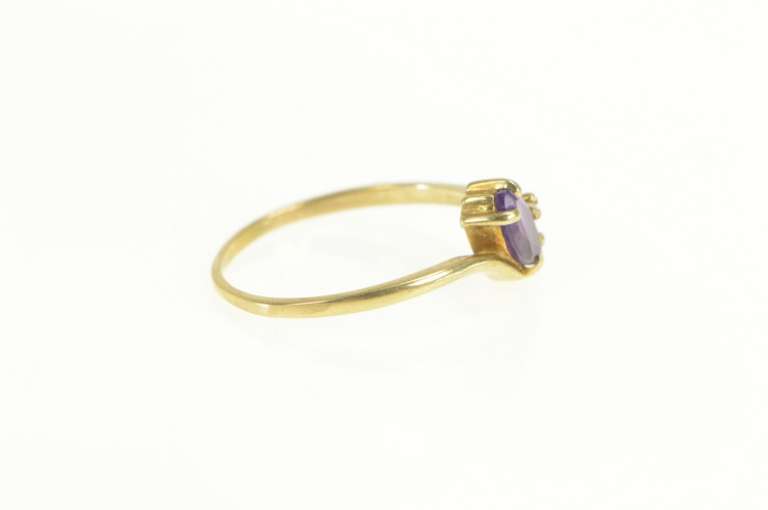 10K Yellow Gold Marquise Amethyst Diamond Accent Bypass Ring