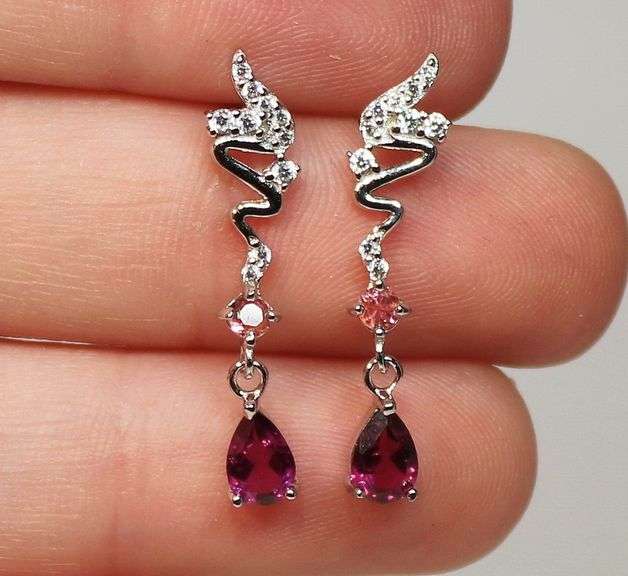Gorgeous Rhodolite Garnet and Tourmaline earrings