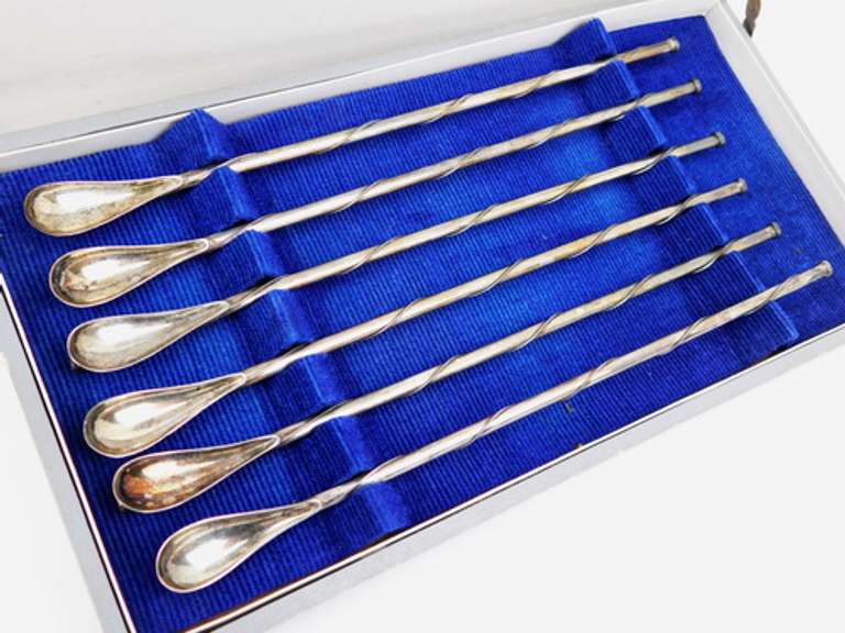 Vintage Japanese Sterling Silver Straw Spoons