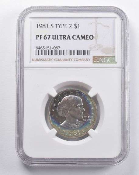 PF67 UCAM 1981-S Susan B. Anthony Dollar Type 2 NGC Rainbow TONED