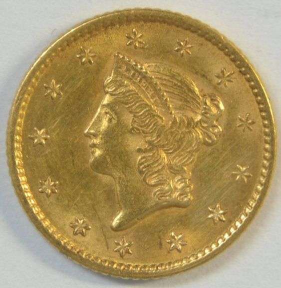 Lovely Uncirculated 1852 US Type One $1 Gold Piece. Full strike