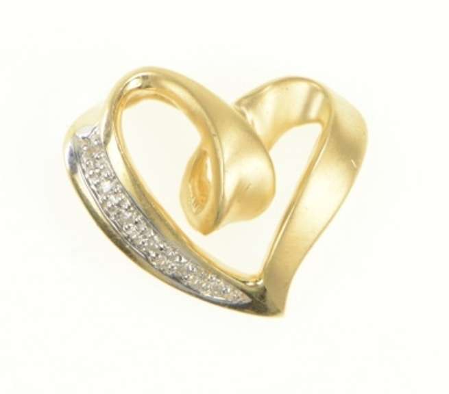 14K Yellow Gold Curvy Heart Love Symbol Romantic Pendant