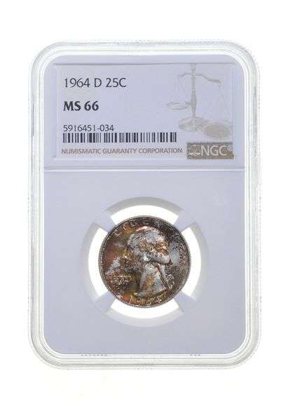MS66 1964-D Washington Quarter - Graded NGC Toned