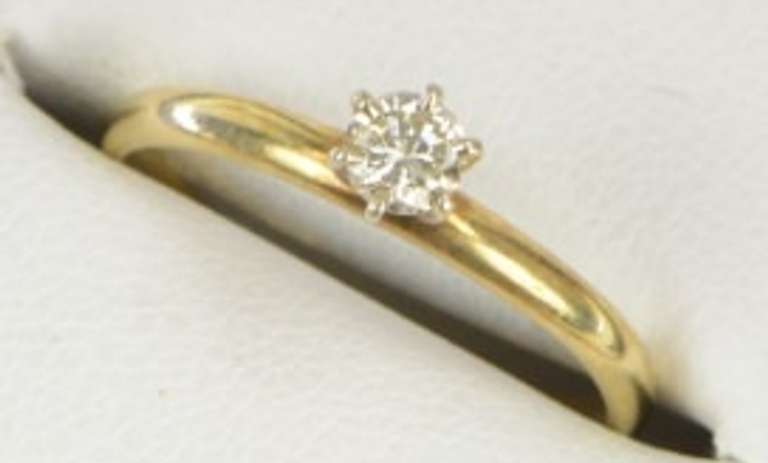 14K Yellow Gold 0.22 Ct Diamond Solitaire Promise Engagement Ring