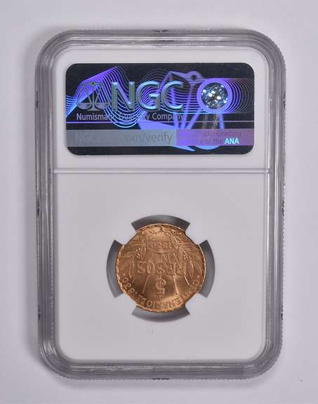 MS66 1930 Uruguay Gold 5 Pesos NGC TOP POP