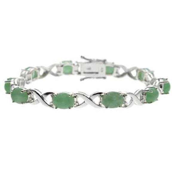 Sterling Silver Green Jade Bracelet