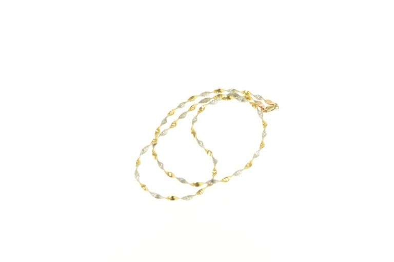 10K Yellow Gold 2.7mm Two Tone Herringbone Twist Link Necklace