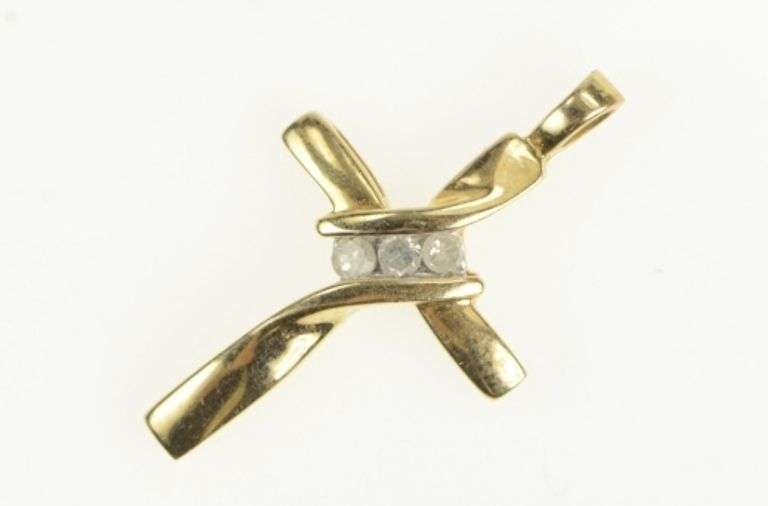 10K Yellow Gold Diamond Classic Cross Christian Faith Charm/Pendant