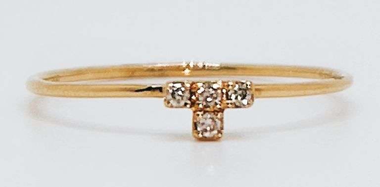 Sliding Double Pair Diamond 18k Rose Gold Ring