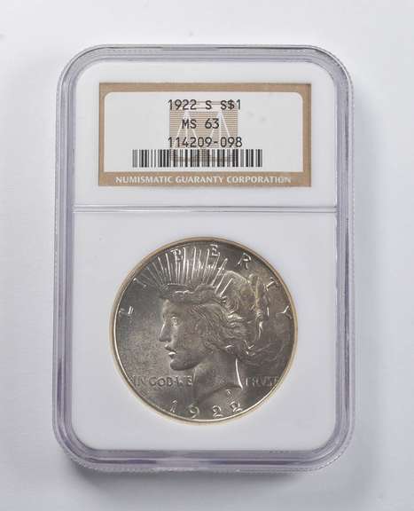 MS63 1922-S Peace Silver Dollar NGC
