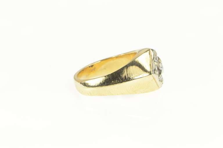 14K Yellow Gold 0.45 Ctw Diamond 1960's Squared Cluster Ring