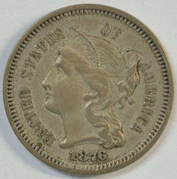Very high grade 1876 Three Cent Piece. Scarcer issue