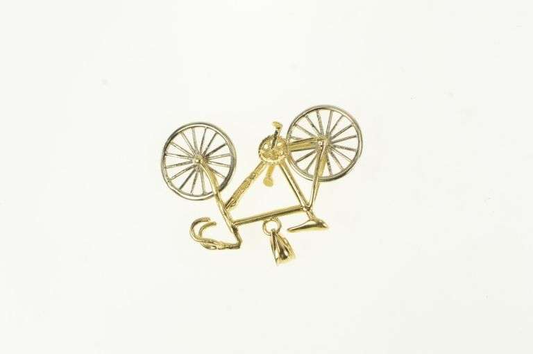 14K Yellow Gold 3D Articulated Bicycle Bike Travel Charm/Pendant