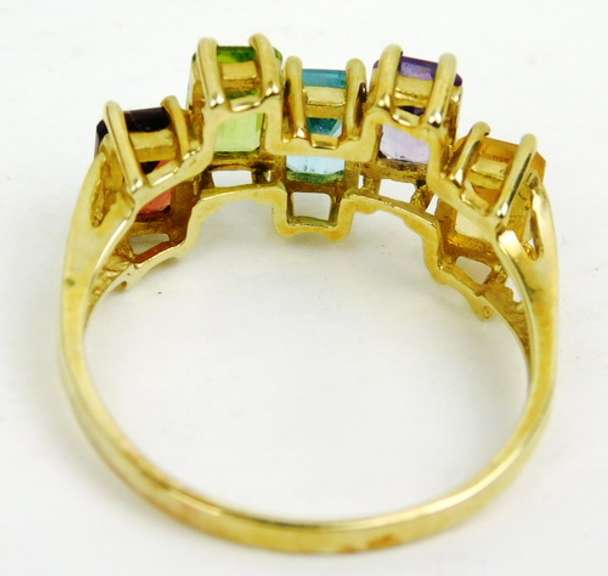 Colorful 10K Multi-Gemstone Ring, Size 8.5