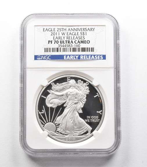 PF70 UCAM 2011-W American Silver Eagle ER 25th Anniversary NGC