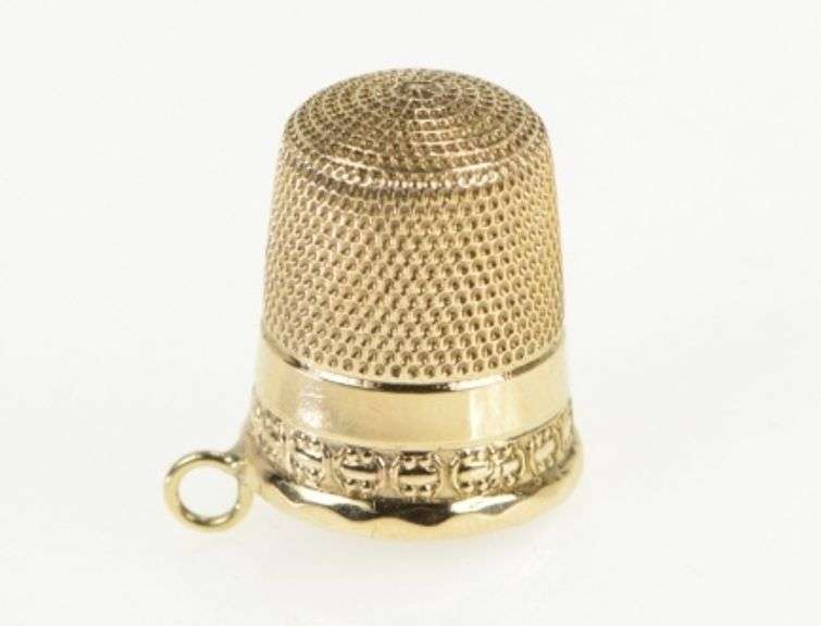 14K Yellow Gold Thimble Vintage Ornate Sewing Tool Charm/Pendant