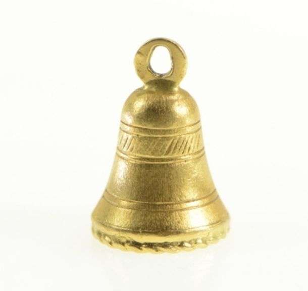 18K Yellow Gold 3D Wedding Bell Engagement Marriage Charm/Pendant