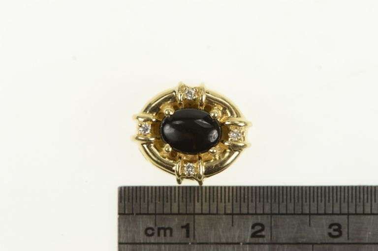 14K Yellow Gold Black Onyx Diamond Slide Bracelet Charm/Pendant
