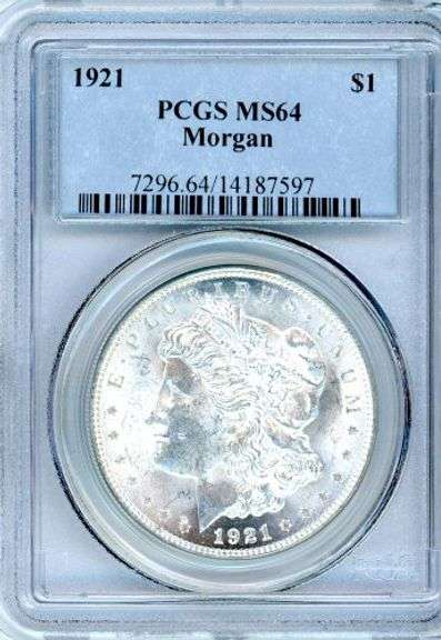 1921 Morgan Silver Dollar in PCGS MS64