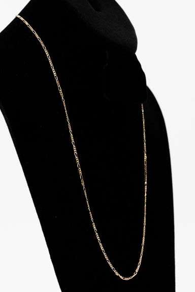 14k Gold Rose White Yellow Tri Color Solid Pave Figaro Link Chain 1.9mm Necklace 24"