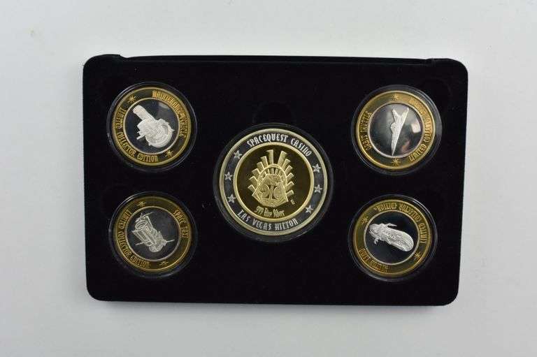 Spacequest Casino Vegas Hilton Ltd. Collector Ed. 5 Silver Round Set