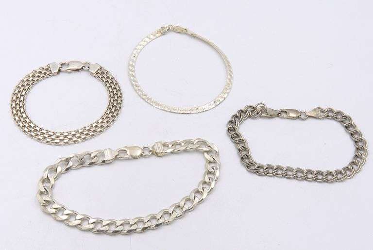 Group Lot of 4 Vintage 925 Sterling Silver Bracelets
