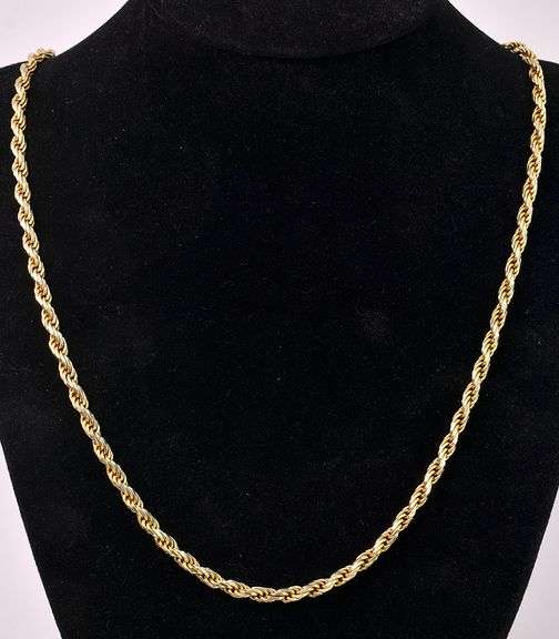 Sturdy Gold Plated Rope Chain Necklace In Sterling Silver
