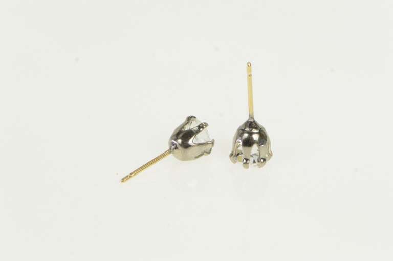 Sterling Silver 14k Gold Classic Solitaire Vintage Two Tone Earrings