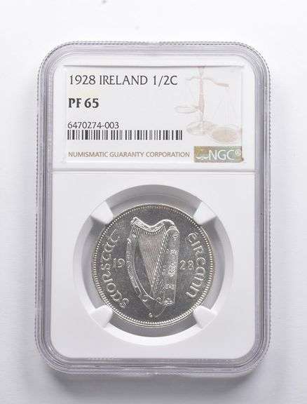 PF65 1928 Ireland 1/2 Coroin NGC