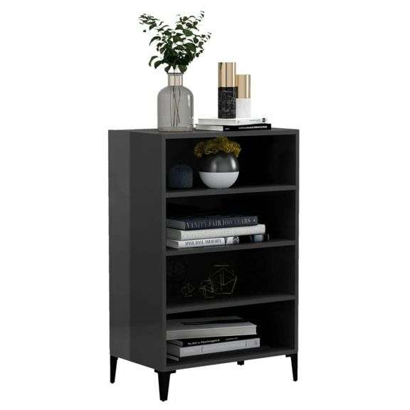 Sideboard High Gloss Gray 22.4x13.8x35.4in Chipboard