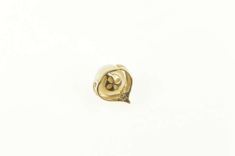 10K Yellow Gold Pearl Diamond Accent Classic Simple Pendant
