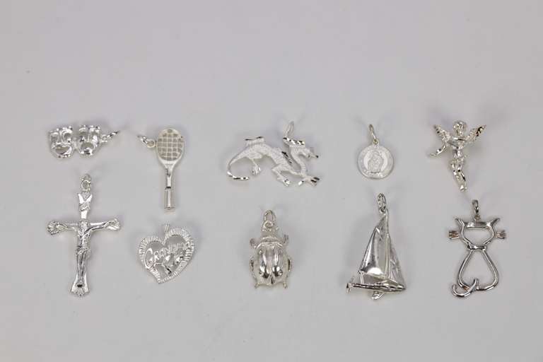 .925 Sterling Silver Charm Set Lot of 10 Charms/Pendants
