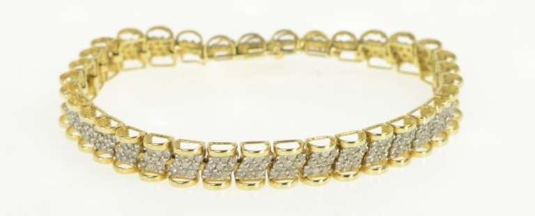 10K Yellow Gold 3.00 Ctw Diamond Encrusted Vintage Tennis Bracelet