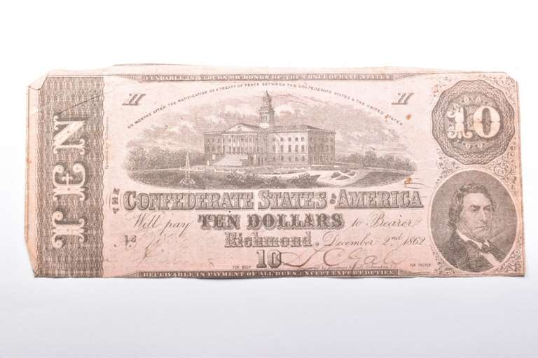 1862 $10 The Confederate States Of America Richmond, VA