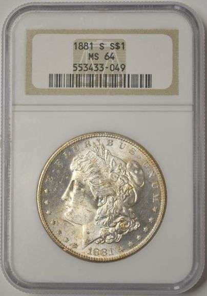 1881 S U.S Morgan Silver Dollar NGC MS 64 Old Holder