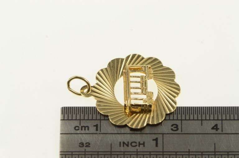 14K Yellow Gold Retro Car Trolley Tram San Francisco Charm/Pendant