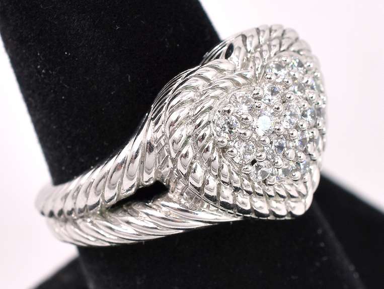 Lovely Heart CZ Ring In Sterling Silver