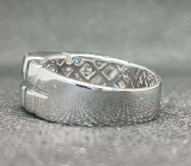 PRINCESS CUT DIAMOND MENS 14K WHITE GOLD RING