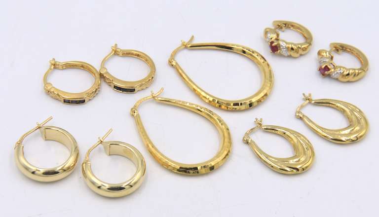 Group Lot of Vintage 925 Sterling Silver Hoop Earrings