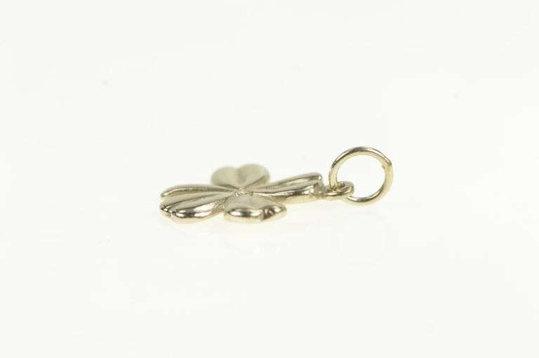 14K White Gold Diamond Shamrock Four Leaf Clover Lucky Charm/Pendant