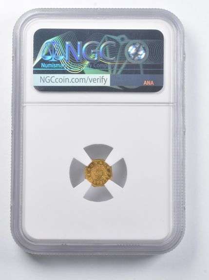 MS67 1865-Dated Liberty Head CA Gold Octagon Token Wreath #5 Stars NGC