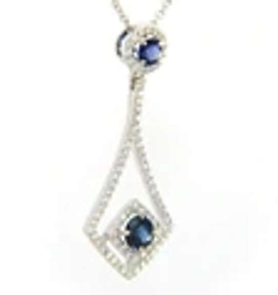 Wonderful White Gold Sapphire and Diamond Frame Kite Pendant on Chain