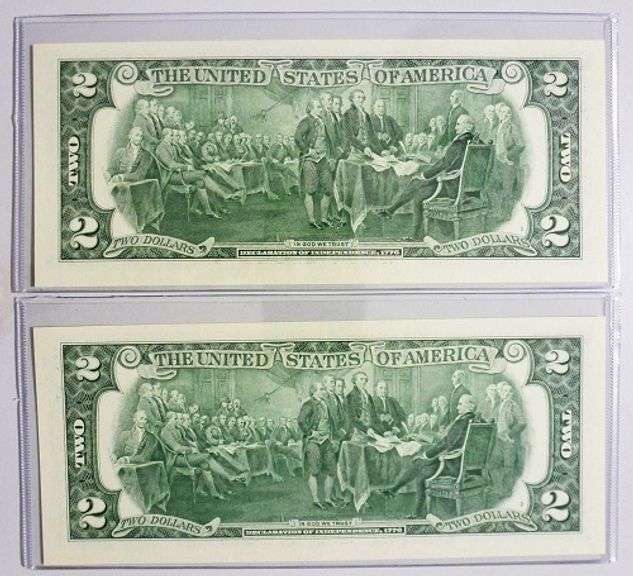 (2) Superb Crisp 2009 Dallas $2 Star Notes Scare Consecutive 3 Digit Serial Numbers!