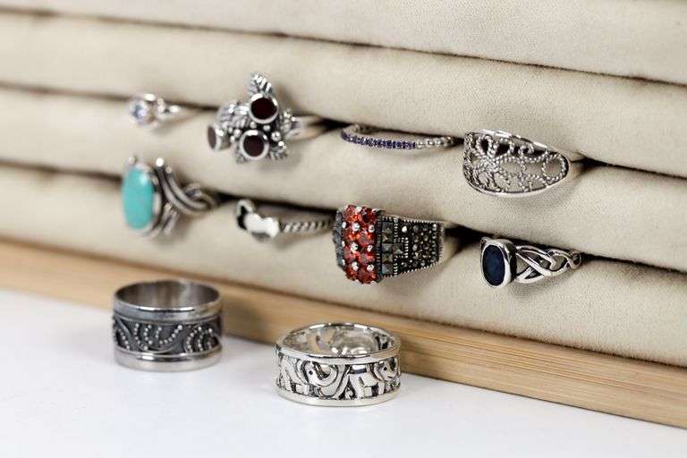 Sterling Silver Curated Ring Assortment Various Sizes & Styles (10 Ring Lot)