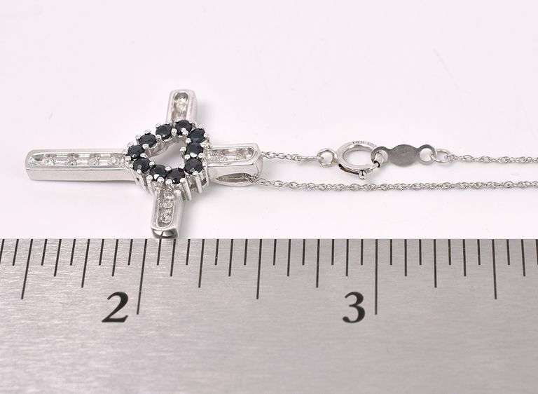 Heavenly Cross Pendant Necklace In 14K White Gold