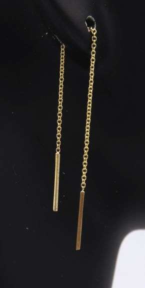 Beautiful Yellow Gold Bar Earring Threaders