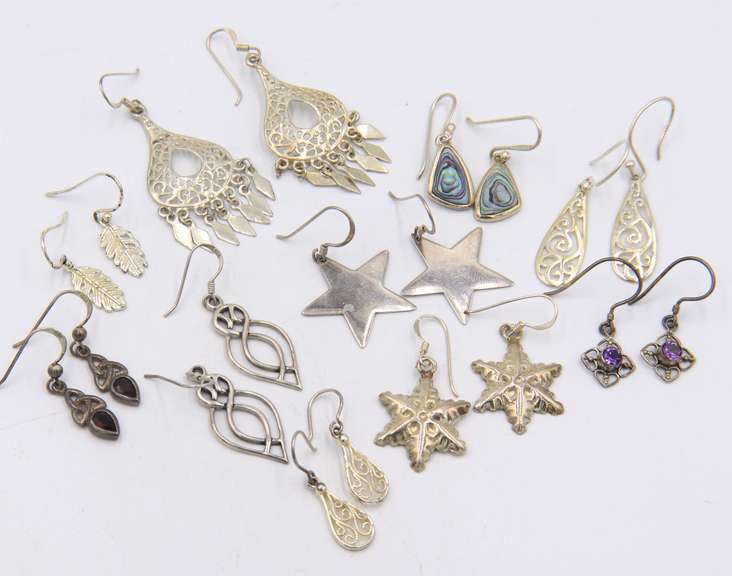 Group Lot of 10 Vintage 925 Sterling Silver Earrings