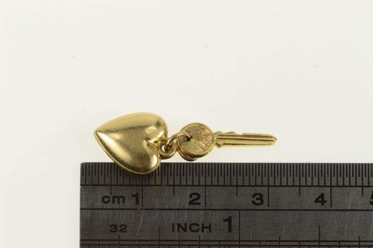 14K Yellow Gold Love & Success Heart Key Love Symbol Charm/Pendant